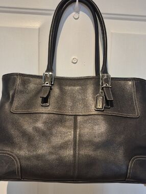 Vintage Coach Hampton Large Carry All Leather Tote Bag in Black. VGUC